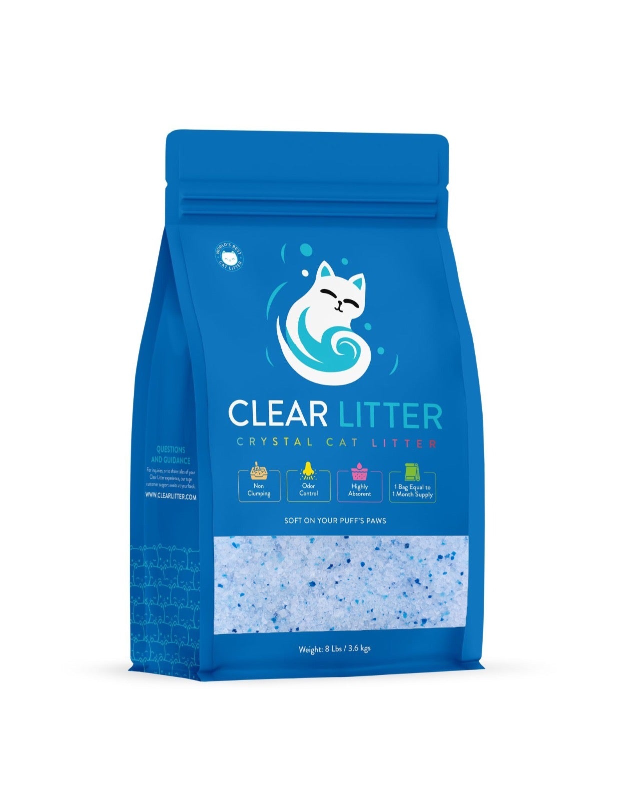 Premium Crystal Cat Clear Litter Ultra Absorbent Non Clumping Long Lasting Freshness Reduces Cleaning Controls Odor 5x Faster 8lb Bag 1 Blue