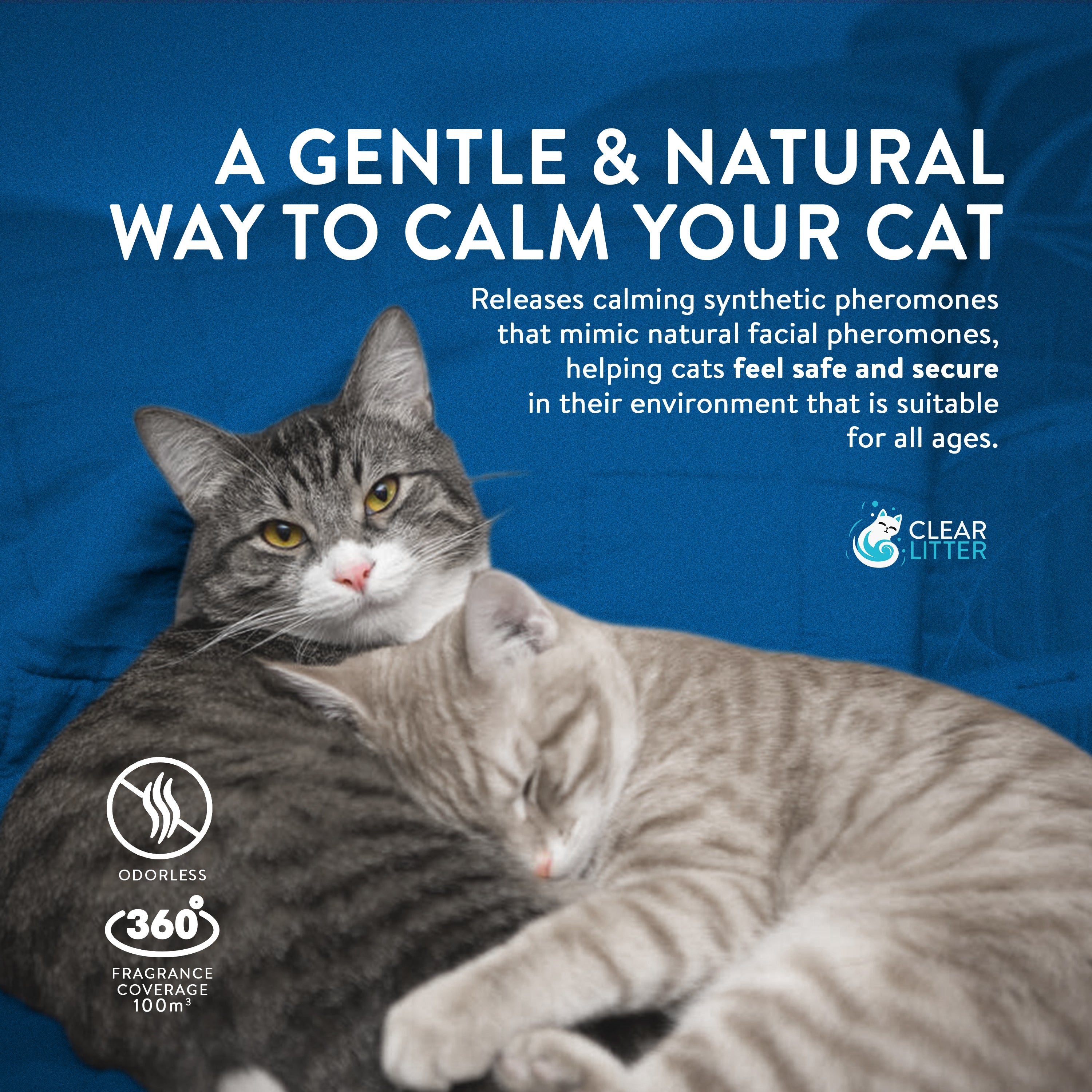 Crystal Litter Multicat Diffuser Refill - Cat Pheromone Refills for Calming Anxiety, Comfort Zone Care, Urination Deterrent, No-Scratch Melatonin, Anti-Aggression Calmer, Quiet Moments Aid, Stress Health, and Natural Essential Oil for Cats