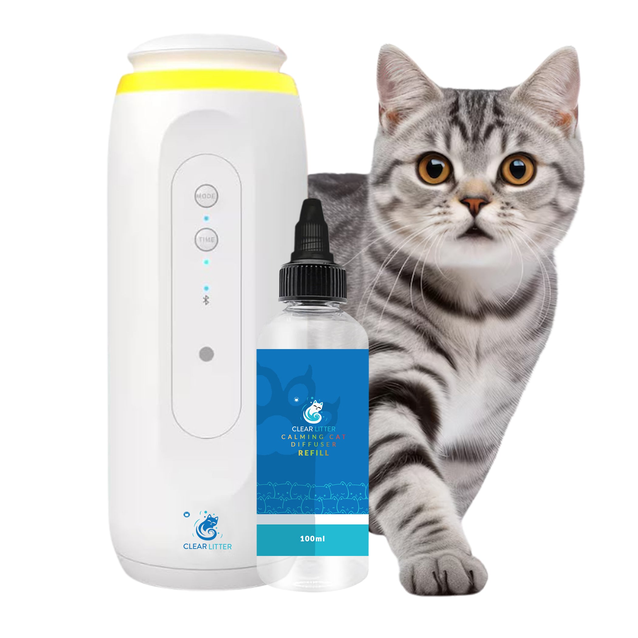 Clear Litter Cat Pheromones Calming Diffuser - Multicat Pheromone Refills, Calm Anxiety Relief, No Scratch Spray, Anti-Aggression, Stop Cats From Urinating in the House, Melatonin for Anxiety Relief